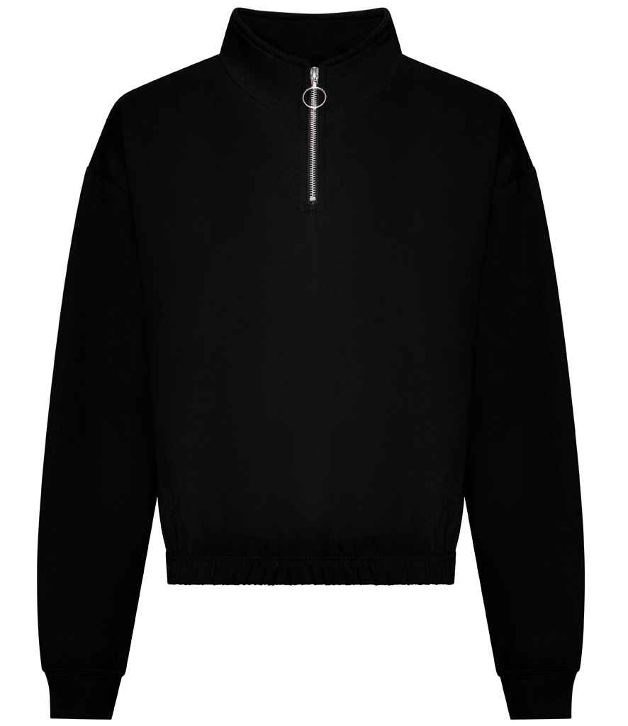 AWDis Ladies Cropped 1/4 Zip Sweatshirt - Deep Black
