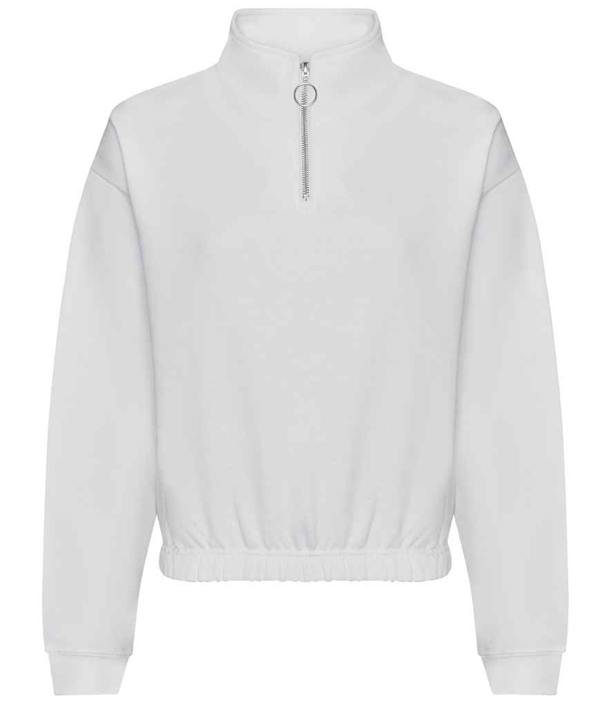 AWDis Ladies Cropped 1/4 Zip Sweatshirt - Arctic White