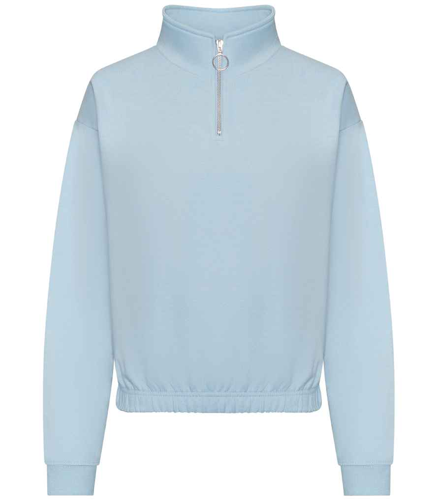 AWDis Ladies Cropped 1/4 Zip Sweatshirt - Sky Blue