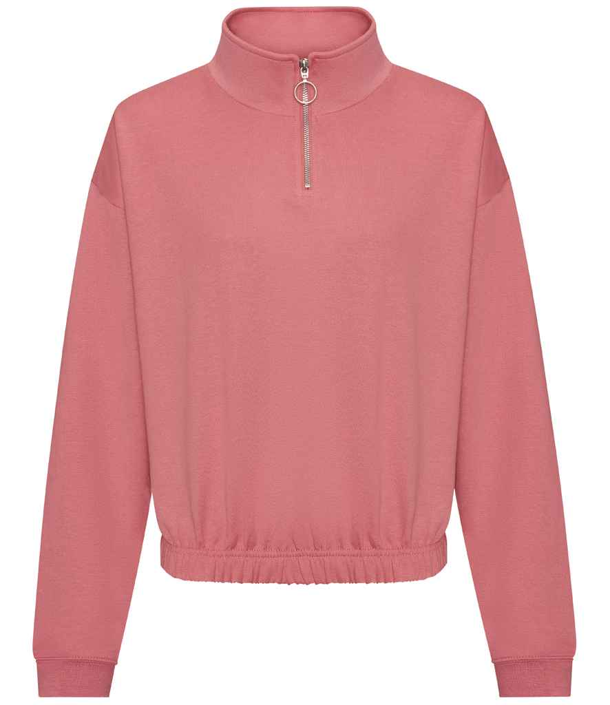 AWDis Ladies Cropped 1/4 Zip Sweatshirt - Dusty Rose