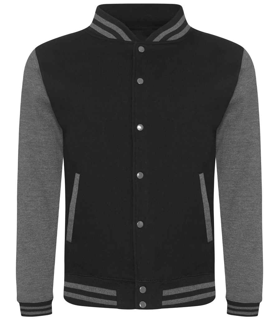 AWDis Varsity Jacket - Jet Black/Charcoal