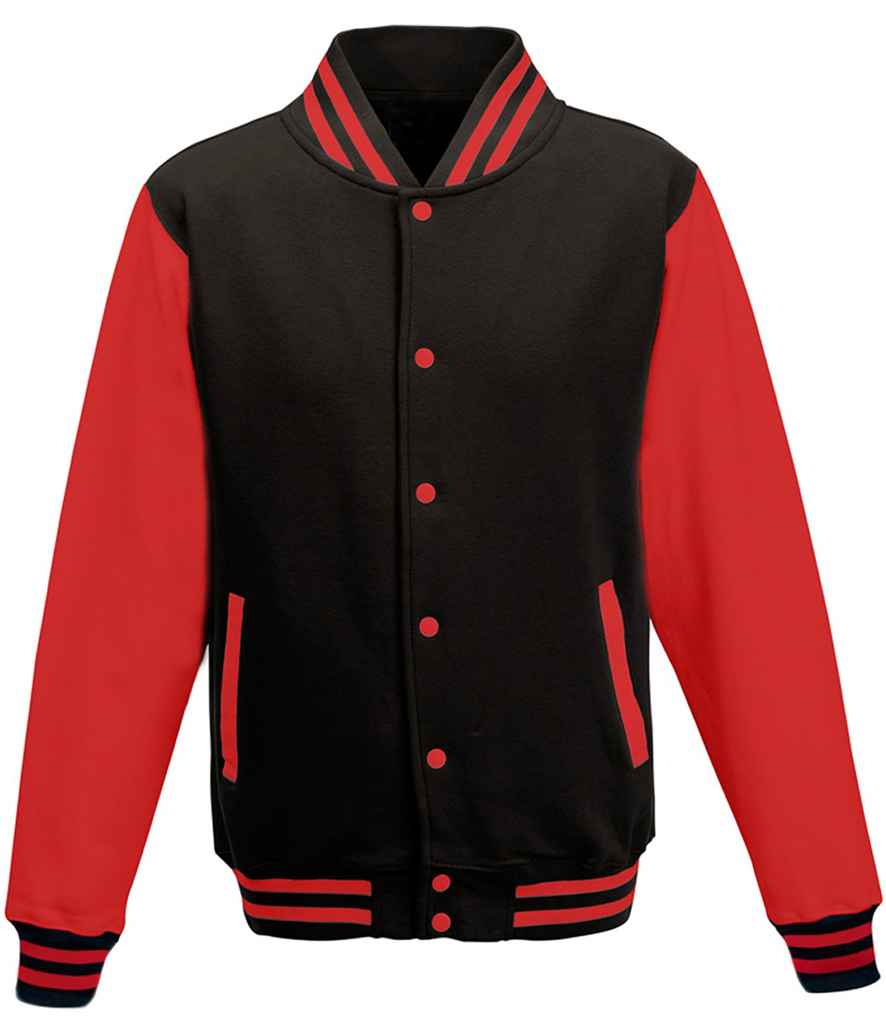 AWDis Varsity Jacket - Jet Black/Fire Red