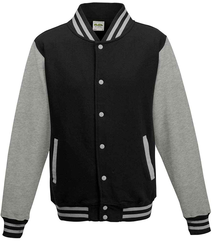 AWDis Varsity Jacket - Jet Black/Heather Grey