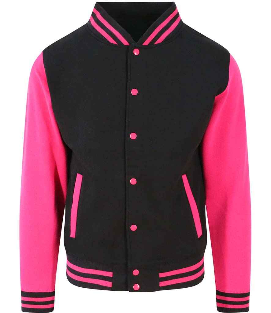 AWDis Varsity Jacket - Jet Black/Hot Pink
