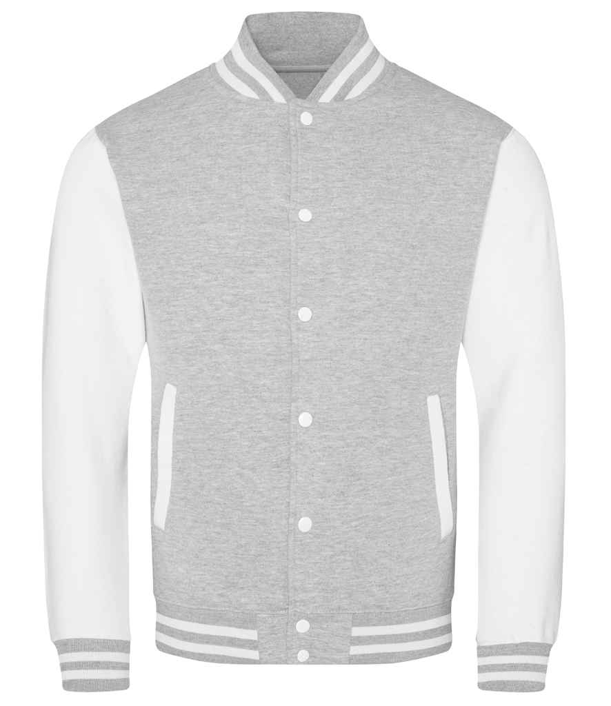 AWDis Varsity Jacket - Heather Grey/White