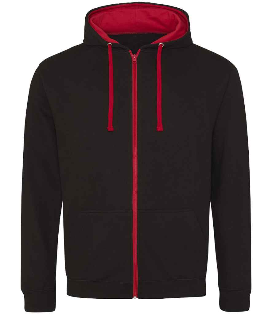 AWDis Varsity Zoodie - Jet Black/Fire Red