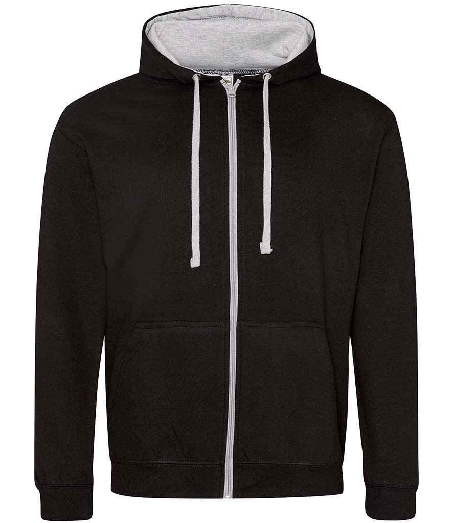 AWDis Varsity Zoodie - Jet Black/Heather Grey