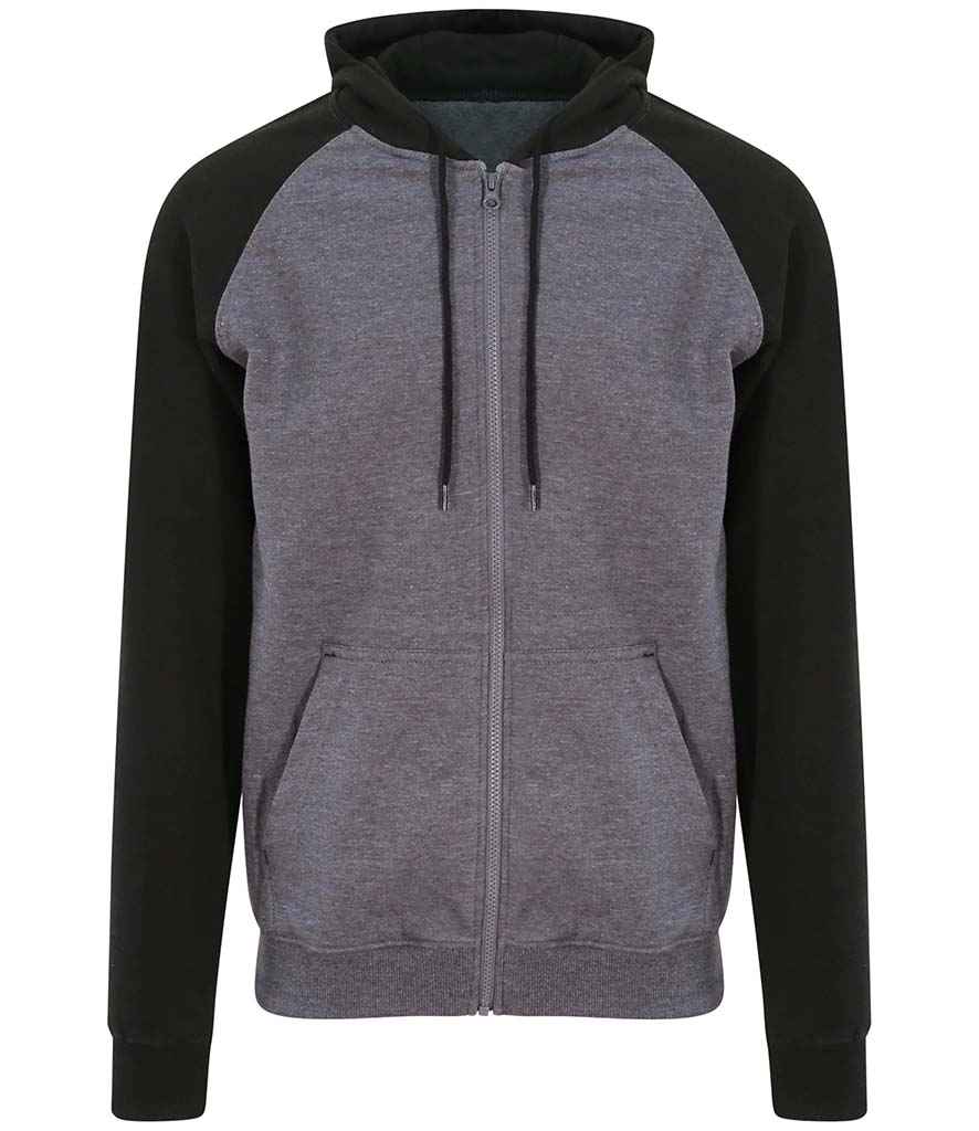 AWDis Baseball Zoodie - Charcoal/Jet Black