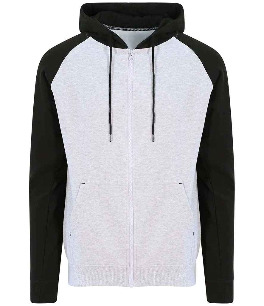 AWDis Baseball Zoodie - Heather Grey/Jet Black