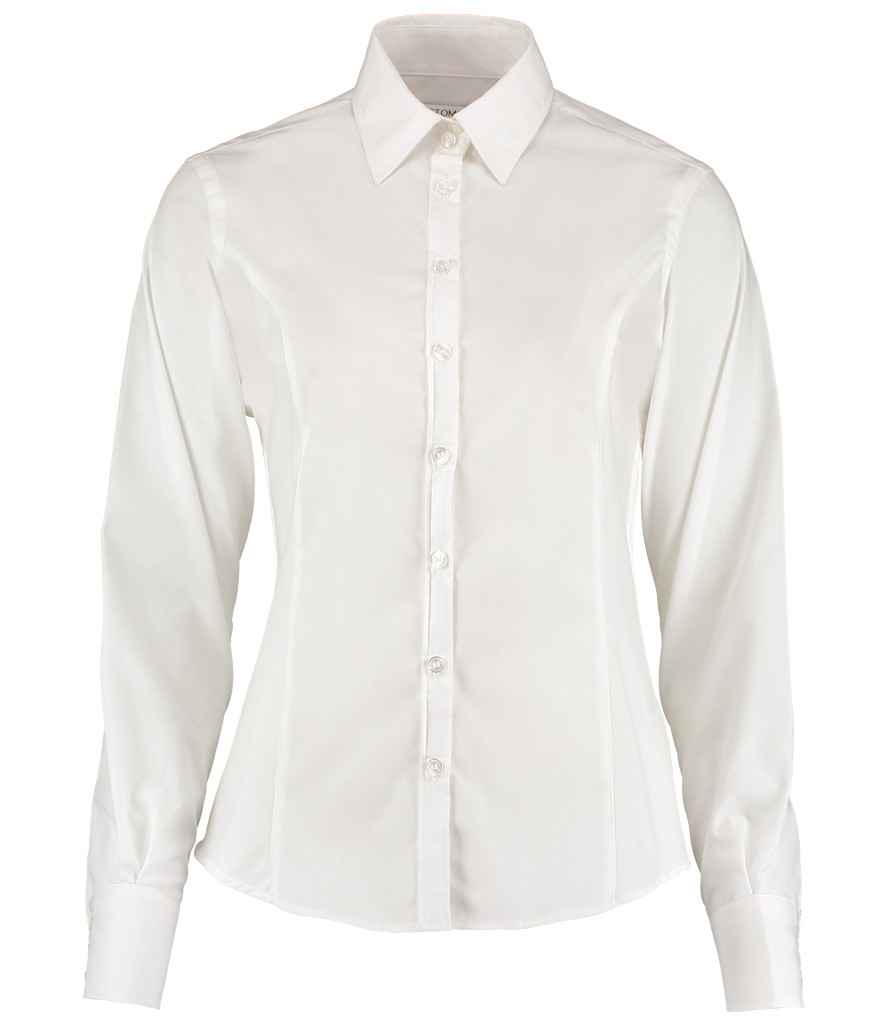 Kustom Kit Ladies Long Sleeve Tailored Business Shirt - White