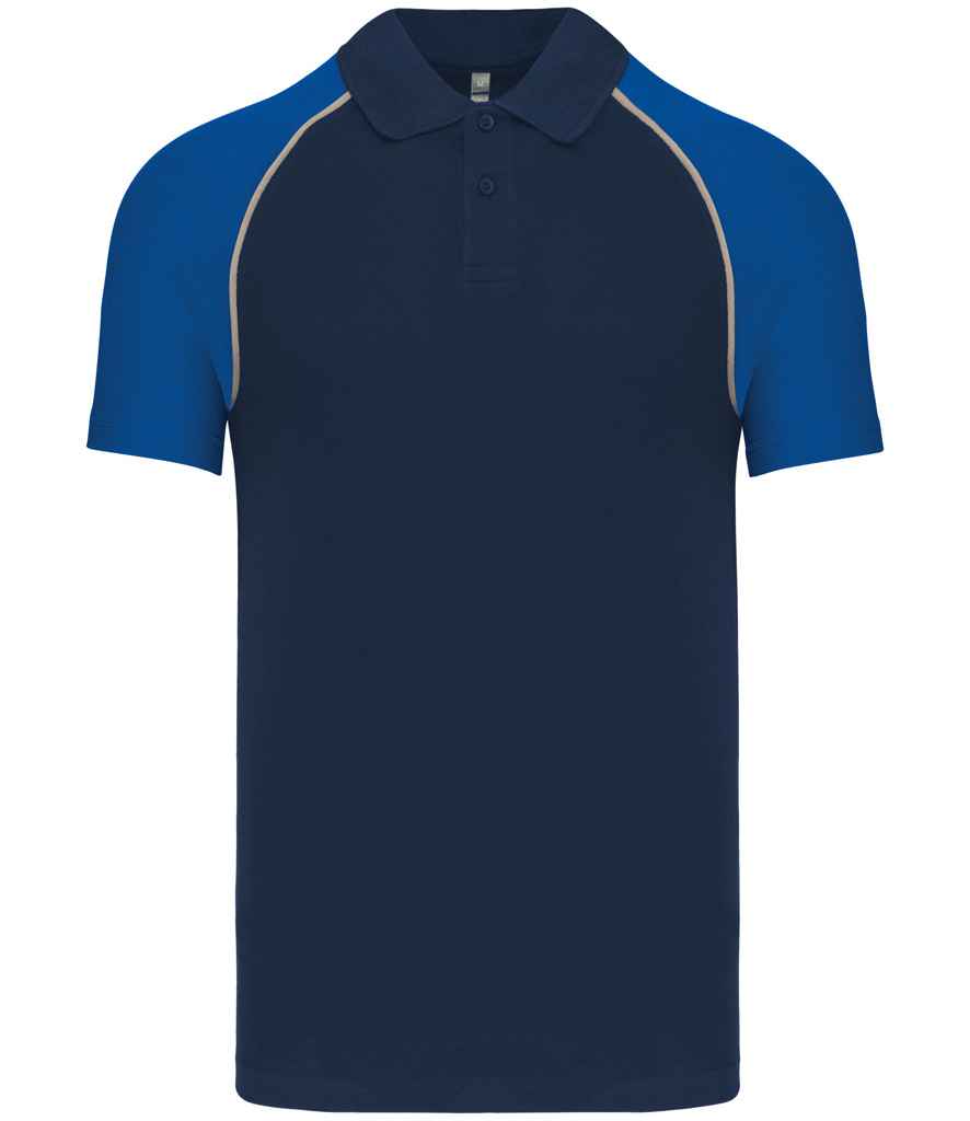 Kariban Baseball Cotton Piqué Polo Shirt - Navy/Royal Blue