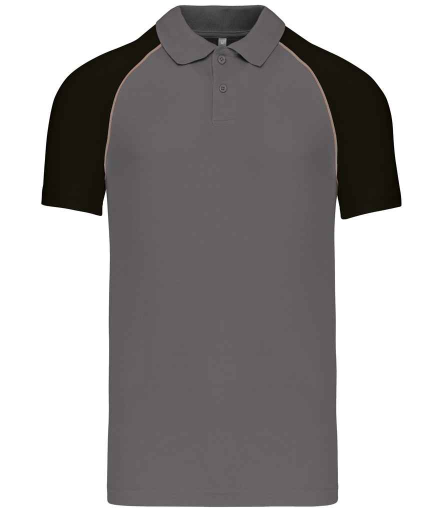 Kariban Baseball Cotton Piqué Polo Shirt - Slate Grey/Black