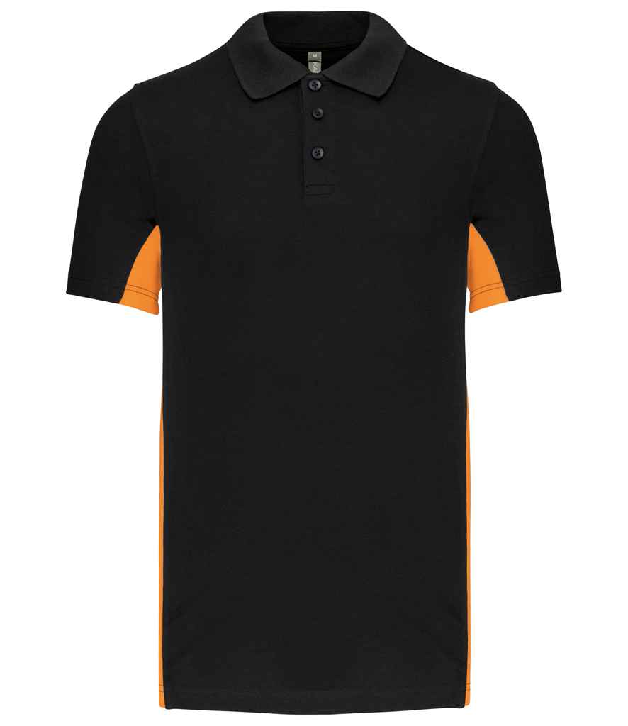 Kariban Flag Poly/Cotton Piqué Polo Shirt - Black/Orange