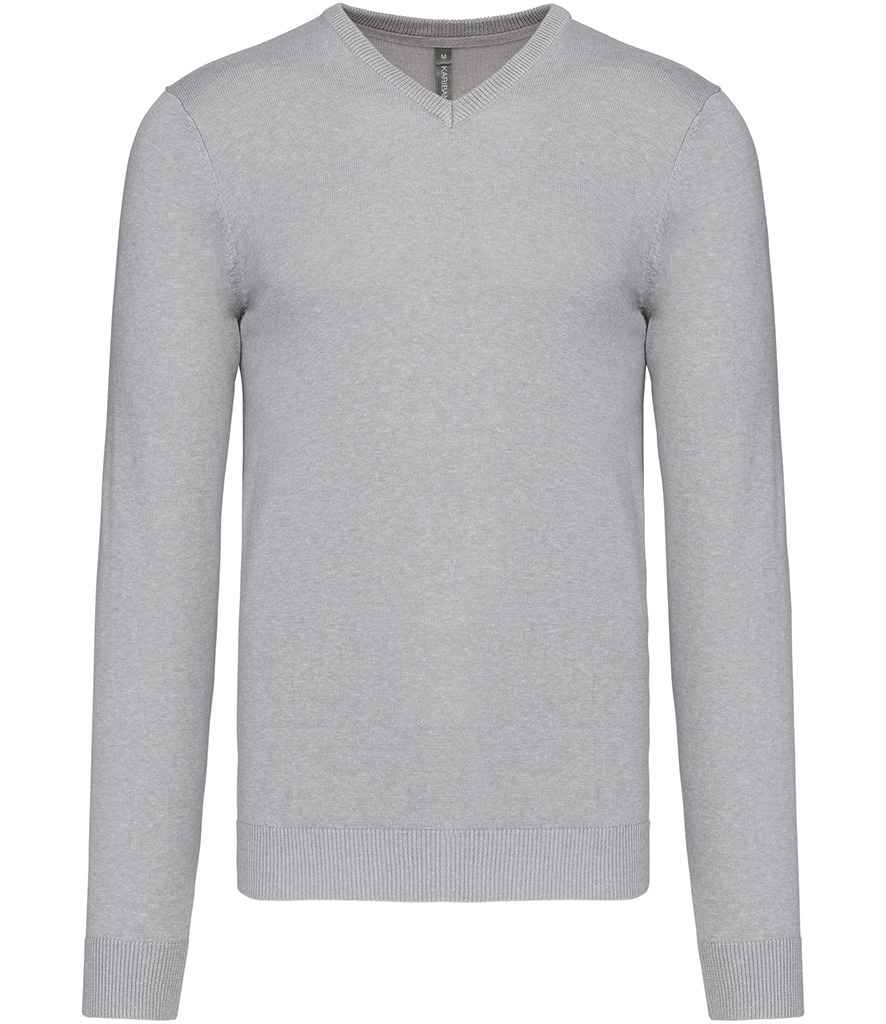 Kariban Cotton Acrylic V Neck Sweater - Grey Melange