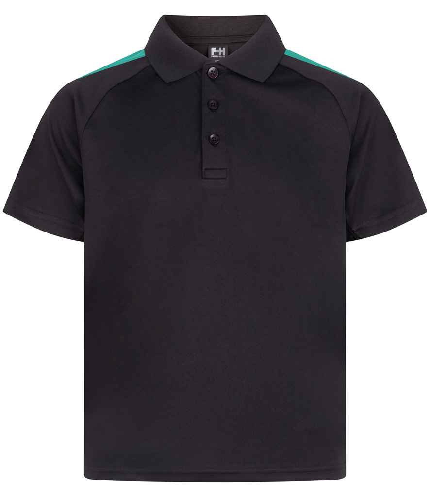 Finden + Hales Kids Team Polo Shirt - Black/Emerald