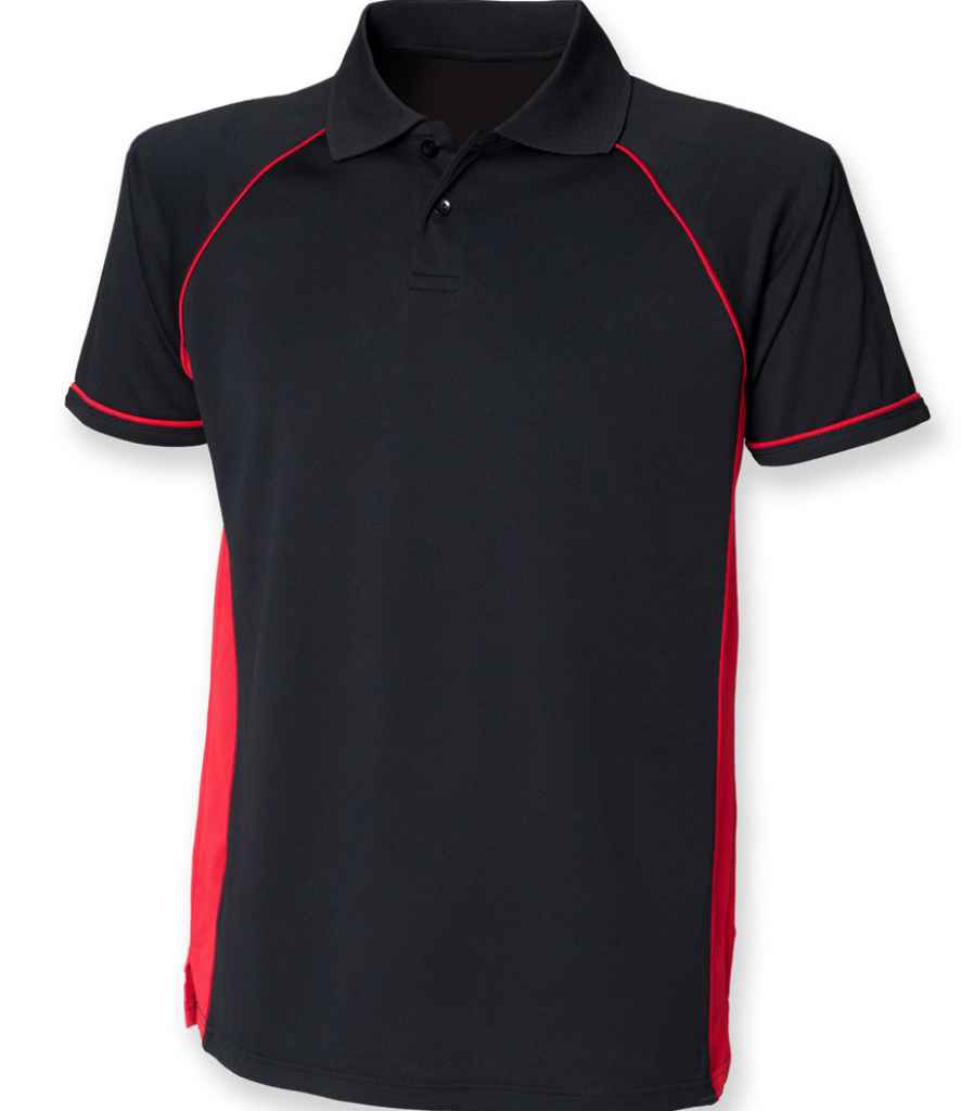 Finden + Hales Performance Panel Polo Shirt - Black/Red