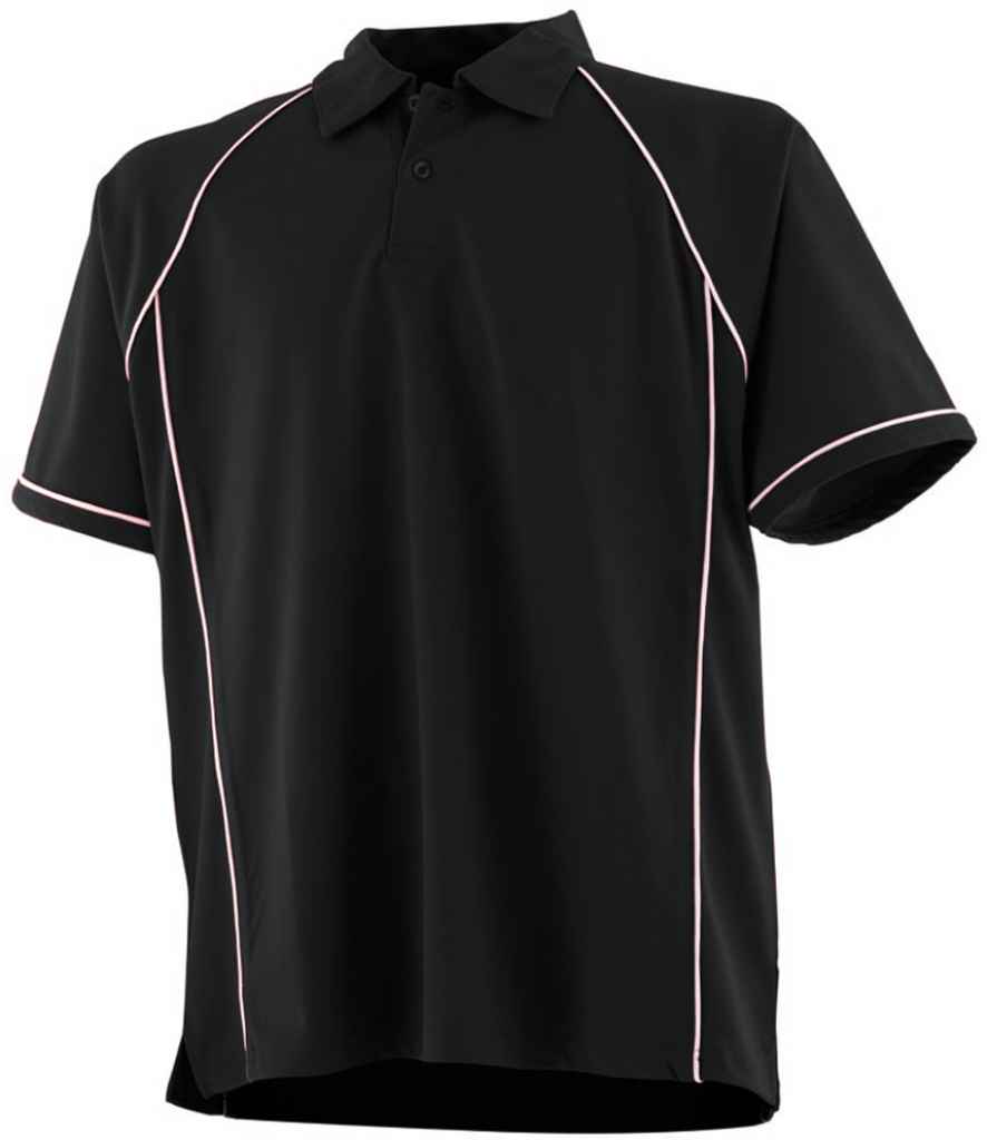 Finden + Hales Performance Piped Polo Shirt - Black/White