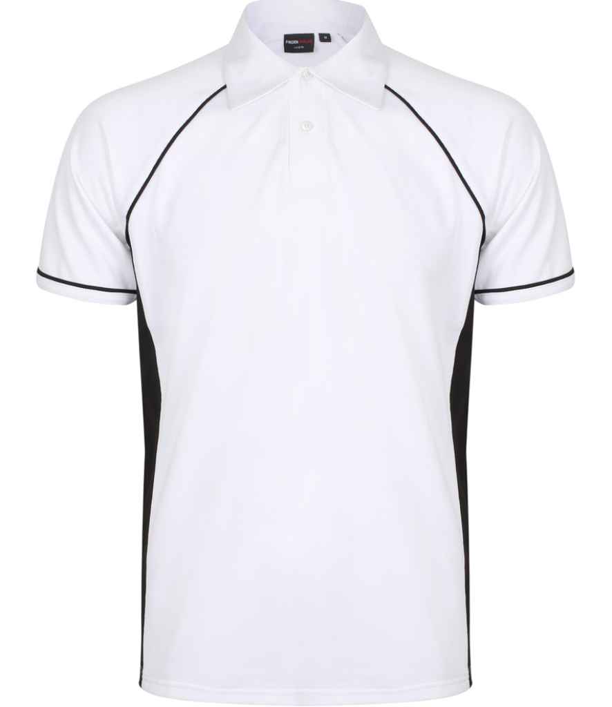 Finden + Hales Performance Piped Polo Shirt - White/Black/Black