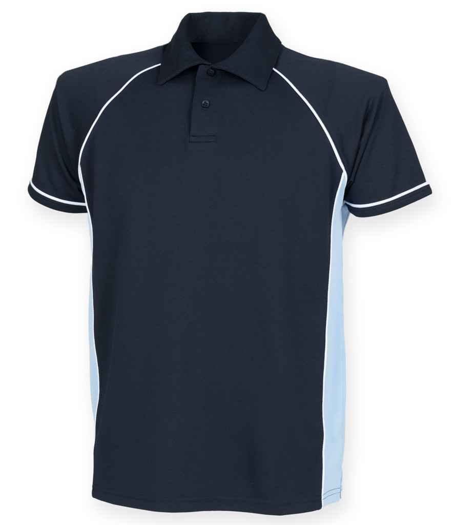 Finden + Hales Performance Piped Polo Shirt - Navy/Sky Blue/White