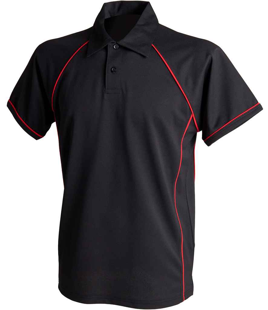 Finden + Hales Kids Performance Piped Polo Shirt - Black/Red