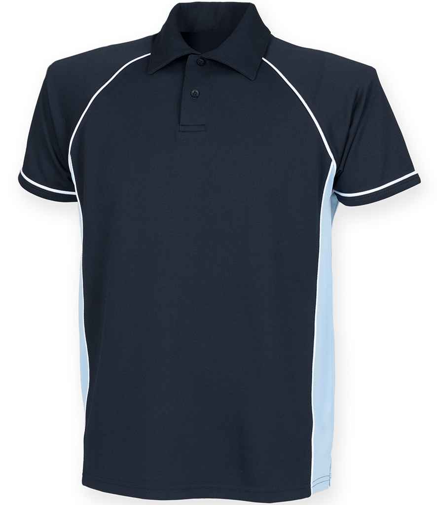 Finden + Hales Kids Performance Piped Polo Shirt - Navy/Sky Blue/White