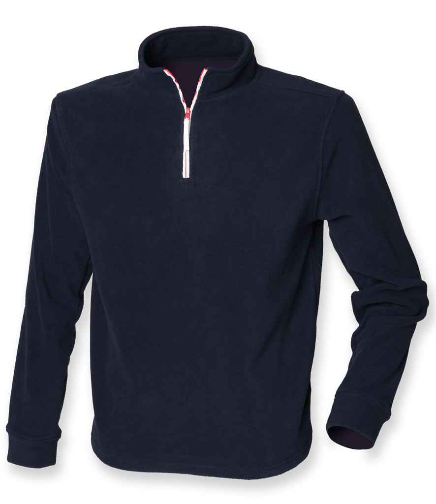 Finden + Hales Zip Neck Piped Micro Fleece - Navy/White