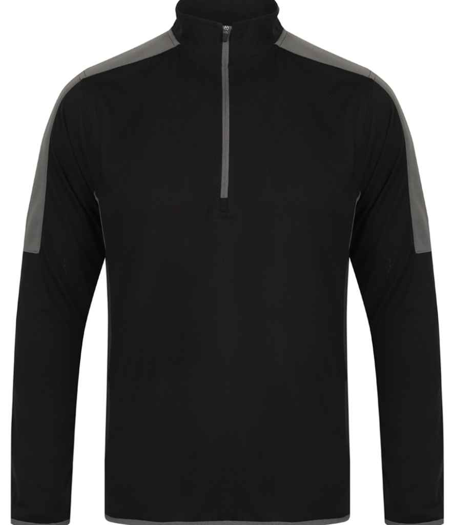 Finden + Hales Contrast Zip Neck Midlayer Top - Black/Gunmetal