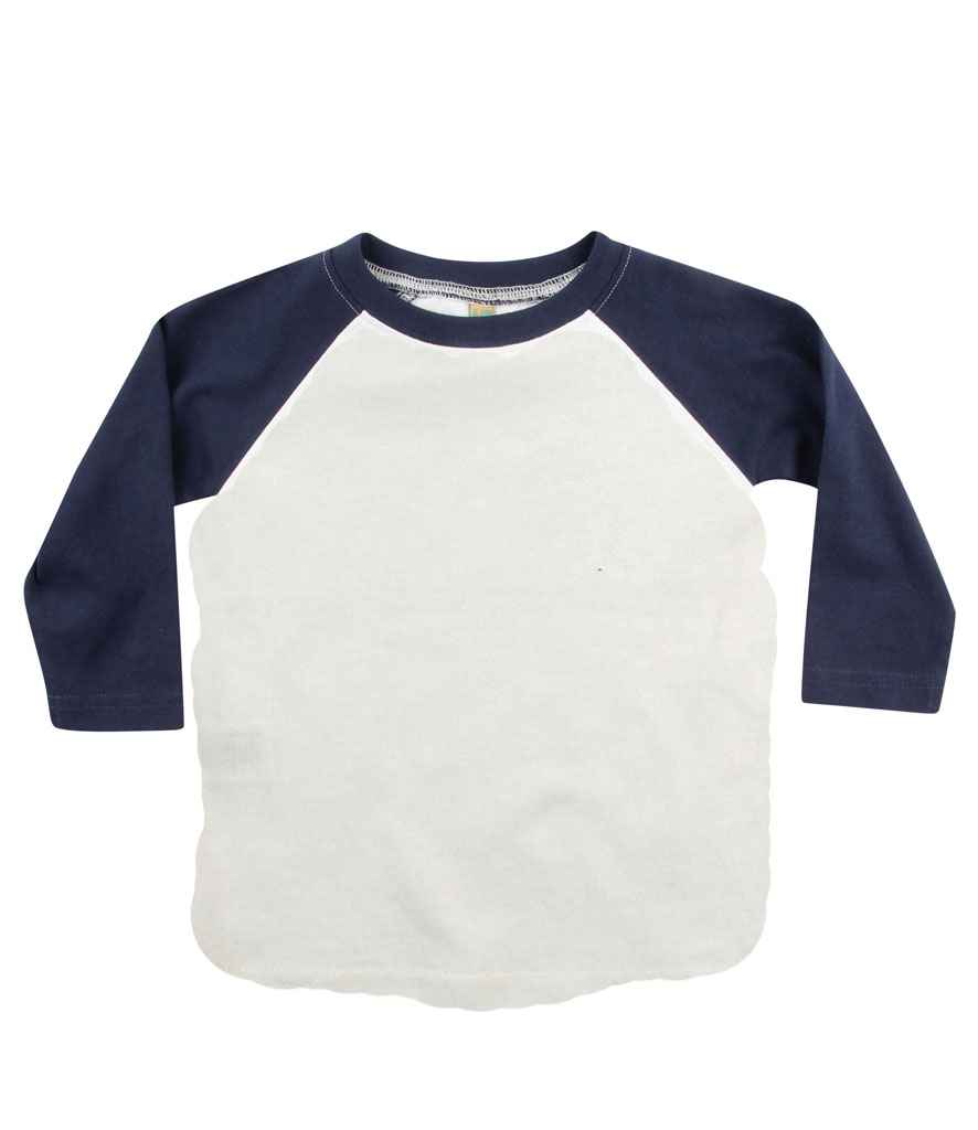 Larkwood Baby/Toddler Long Sleeve Baseball T-Shirt - White/Navy