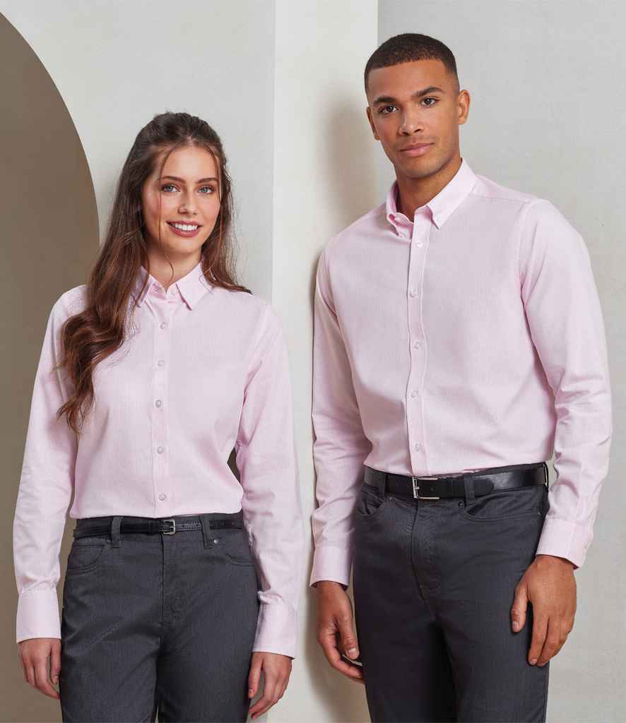 Premier Ladies Long Sleeve Striped Oxford Shirt