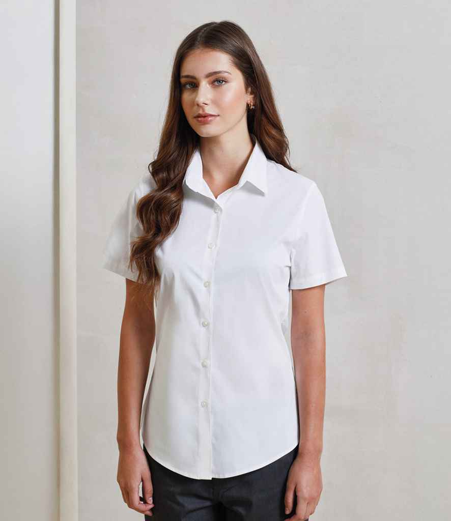 Premier Ladies Short Sleeve Stretch Fit Poplin Shirt