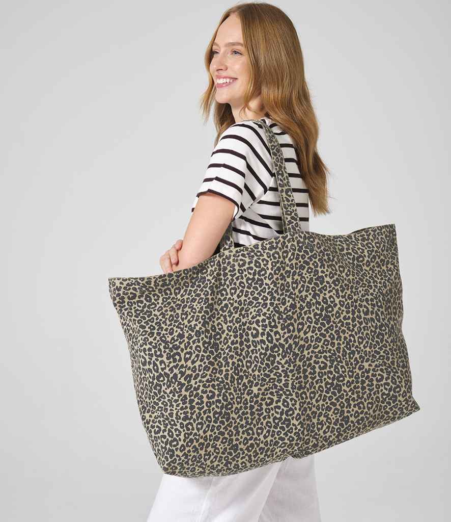 Westford Mill Leopard Print Canvas Oversized Tote Bag